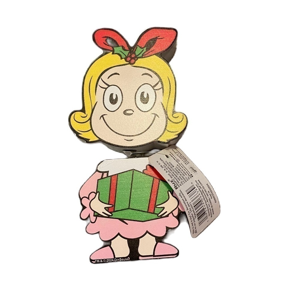 Grinch Cindy Lou Who Wood Bobble Head Christmas Decoration NEW Dr. Seuss